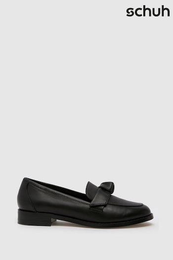 Schuh Lula Leather Bow Black Loafers (E69220) | £55