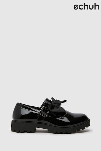 Schuh Youth Lollipop Bow T-Bar Black Shoes (E69239) | £38