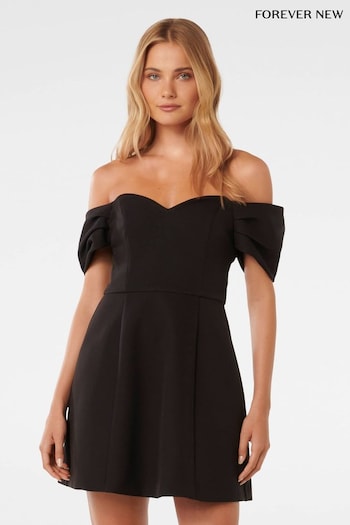 Forever New Black Sylvia Off Shoulder Mini Dress (E69711) | £110