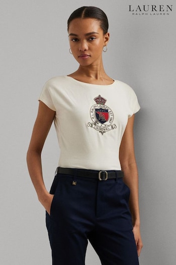 Lauren Ralph Lauren Crest Logo Graphic Cotton Jersey T-Shirt (E69815) | £149