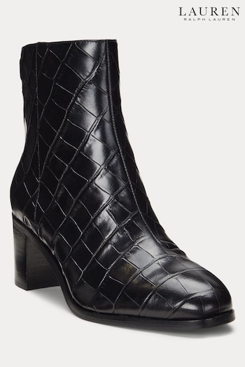 Lauren Ralph Lauren Embsd Croc Cassie Black Boots (E69846) | £229