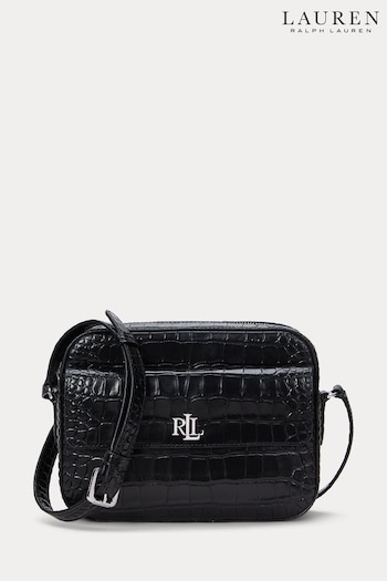 Lauren Ralph Lauren Marcy Glossy Croc Leather Crossbody Bag (E69856) | £299