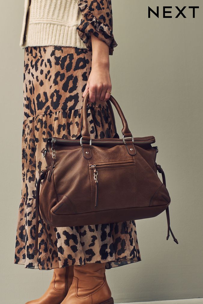 Women s Brown Leather Bags Brown Textured Leather Bags Next
