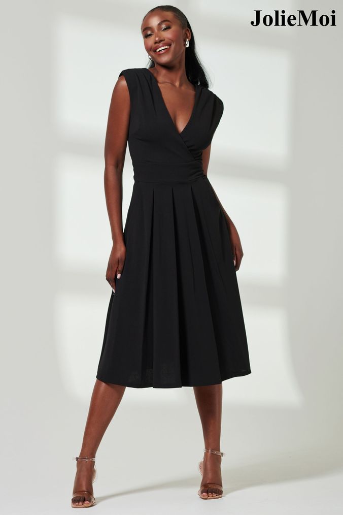 Pleated knee length dress shop