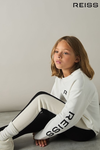 Reiss Black Lemi 9-13 yrs Cotton-Blend Panelled Leggings (E70170) | £17