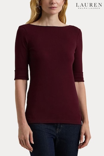 Lauren Ralph Lauren Cotton-Blend Boatneck Top (E70761) | £59