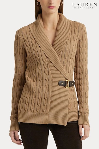 Lauren Ralph Lauren Buckled Cable Knit Cardigan Jumper (E70765) | £189