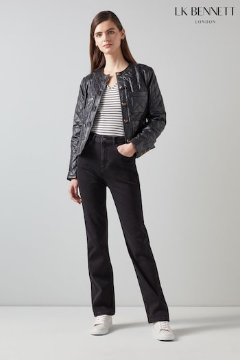 LK Bennett Alice Wash Straight Leg Denim Black Trousers (E70821) | £139