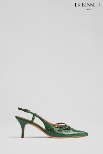 LK Bennett Jade Green Caprice Multi Strap Open Court Shoes (E70852) | £329