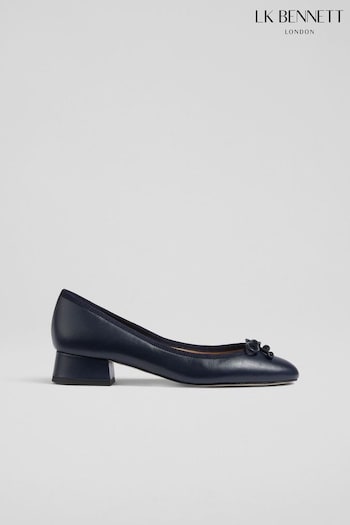 LK Bennett Navy Blue Aurelie Grosgrain Ballerina Court Shoes (E70859) | £279