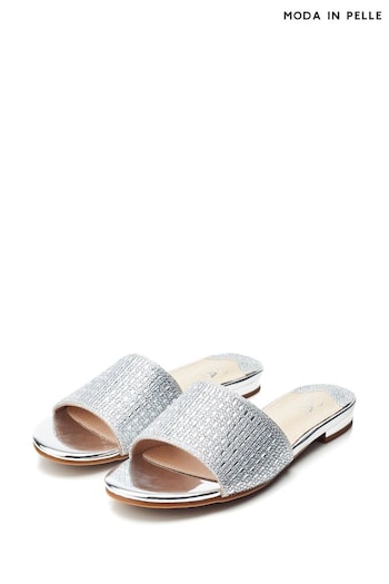 Moda in Pelle Silver Omiley One Band Glitz Sliders (E70887) | £79