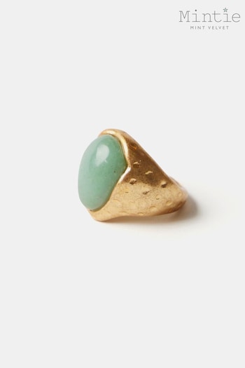 Mint Velvet Green Gold Tone Stone Ring (E70935) | £29
