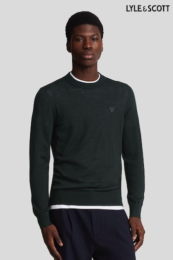 Lyle & Scott Black Tonal Eagle Merino Crew Neck Jumper (E70966) | £90