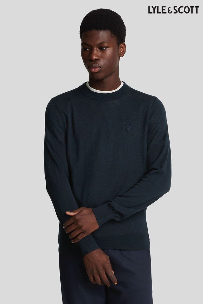 Buy Men s Lyle Scott Blue Jumpers Crew Neck Knitwear Online Fmed eduShops