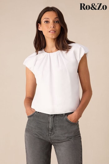 Ro&Zo White Cotton Puff Sleeve Top (E71348) | £59