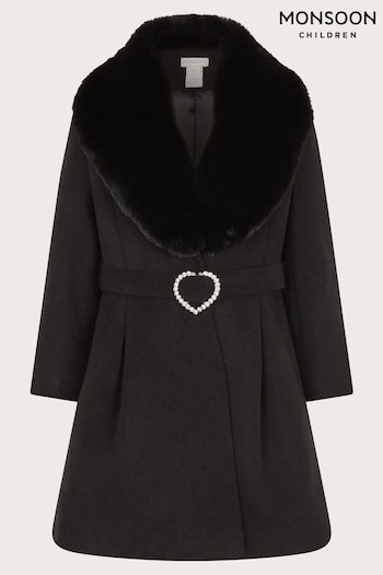 Monsoon Black Diamante Belt Shawl Coat (E71370) | £65 - £75