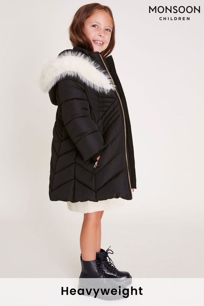 Next girls black coat clearance