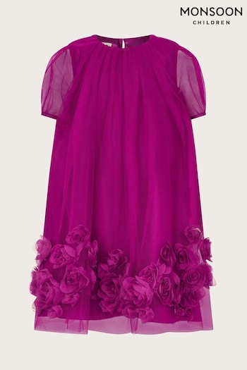 Monsoon Pink 3D Rose A-Line Dress (E71394) | £50 - £60