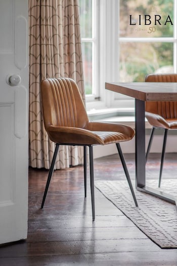 Libra Set of 2 Brown Pembroke Leather Dining Chairs (E71532) | £500