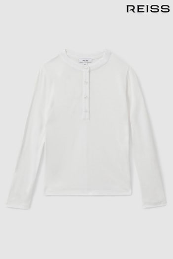 Reiss Ivory Tess Grandad Collar Long-Sleeve Top (E71559) | £19