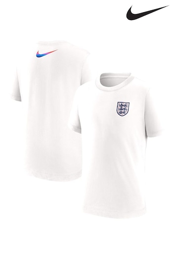 Nike White Kids England Crest T-Shirt (E72177) | £23