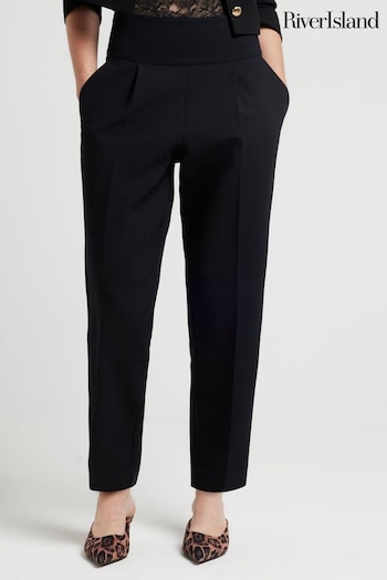 River Island Black High Waisted Straight Leg Tailored Trousers (E72871) | £40