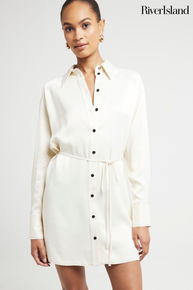 Buy Women s White Mini Shirt Dress Plain Dresses Online Next UK