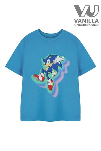 Vanilla Underground Blue Boys Sonic The Hedgehog Licensed 100% Cotton T-Shirt (E73360) | £14