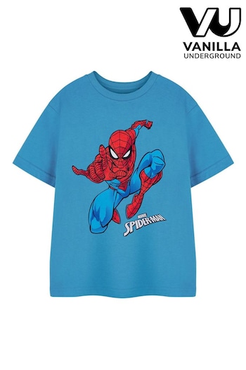 Vanilla Underground Blue Boys Marvel Spiderman Licensed T-Shirt (E73370) | £14