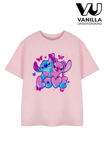Vanilla Underground Pink Girls Stitch Disney Licensed T-Shirt (E73372) | £14