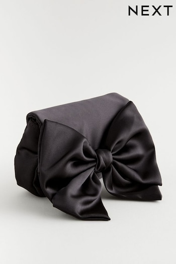 Black Statement Satin Bow Bag (E73577) | £14