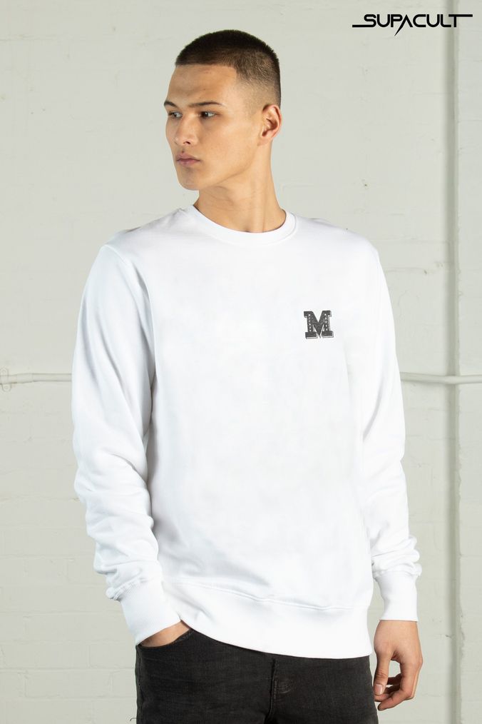 Men s White Crew Neck Jumpers Jumpers Cardigans Next
