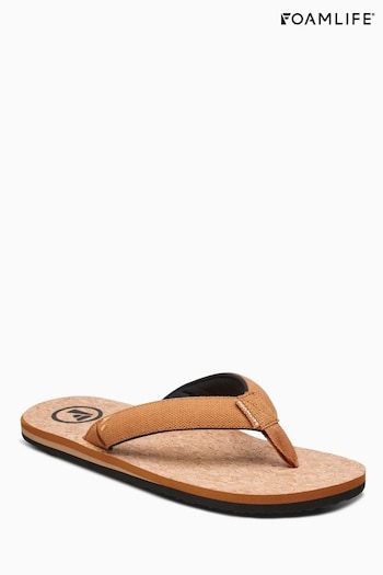 Foamlife Brown Mens Mully Cork Flip Flops (E73711) | £40