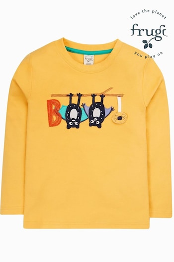 Frugi Yellow Bat Halloween Applique Top (E74312) | £20 - £24