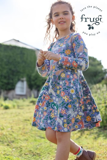 Frugi Purple All Over Print Skater Dress (E74323) | £32 - £34