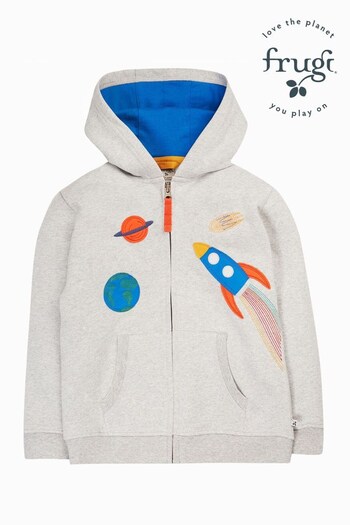 Frugi Boys Grey Space Rocket Marl Hoodie (E74417) | £38 - £42