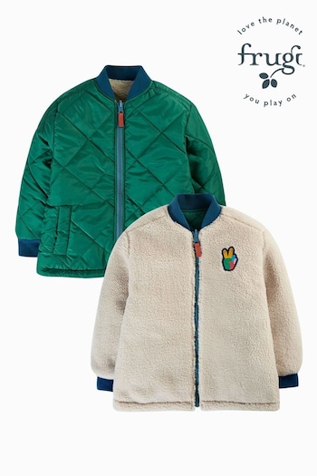 Frugi Green Robin Reversible Quilted Jacket (E74454) | £48 - £52