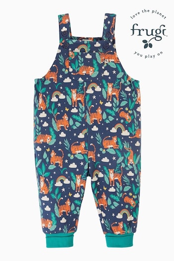 Frugi Blue All Over Print Tiger Dungarees (E74476) | £26 - £28