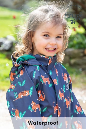 Frugi Orange Waterproof Printed Tiger Puddle Buster All-In-One (E74477) | £58 - £62