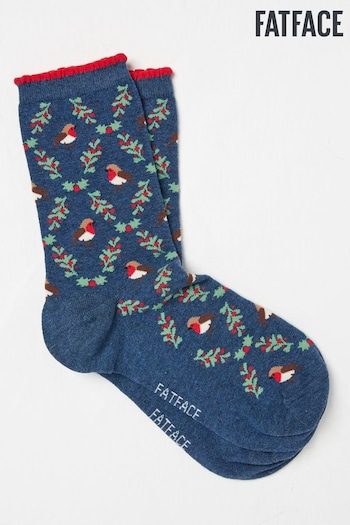 FatFace Blue Navy Robin Diamond Socks (E74962) | £7.50