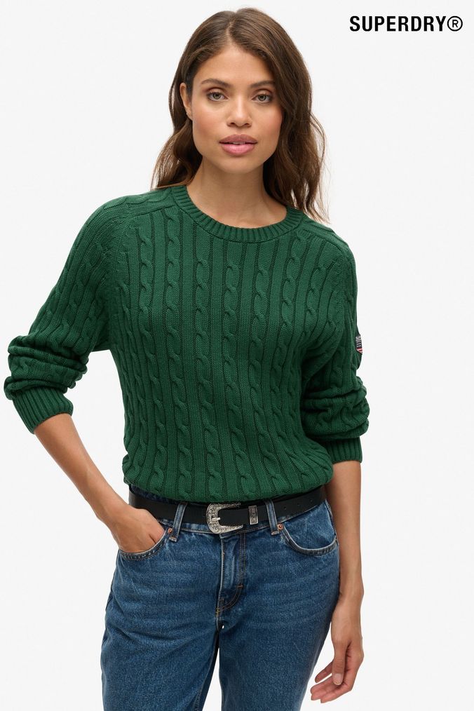 Womens Superdry Jumpers Plain Logo Cable Jumpers Next UK