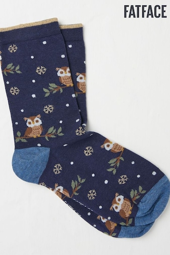 FatFace Blue Navy Womens Night Owl Socks 1 Pack (E75209) | £7.50