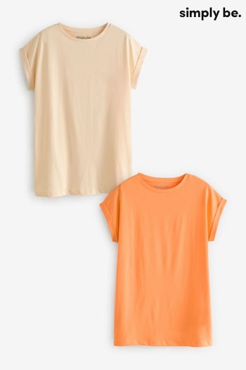 Simply Be Orange Boyfriend T-Shirt 2 Pack (E75639) | £22