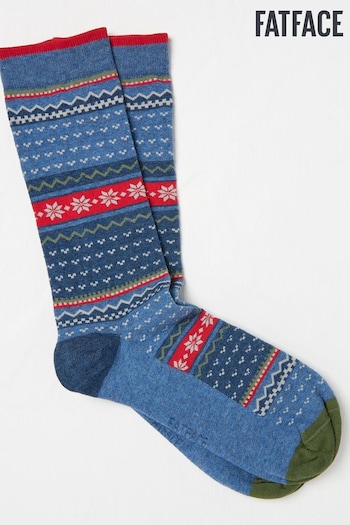 FatFace Blue Fairisle Socks (E75698) | £0