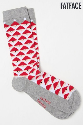 FatFace Grey Mens Geo Santa Socks 1 Pack (E75701) | £7.50