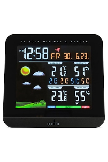 Acctim Clocks Black Wyndham Colour Weatherstation Alarm Clock (E75827) | £80