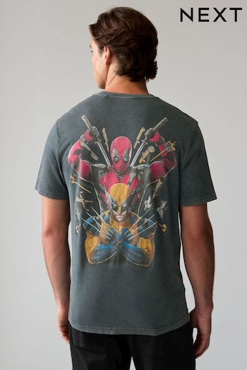 Charcoal Grey Marvel Deadpool And Wolverine Licence 100% Cotton T-Shirt (E75831) | £24