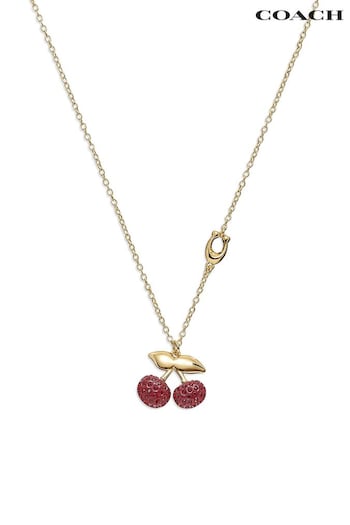 COACH Gold Tone Cherry Pendant Necklace (E75834) | £95