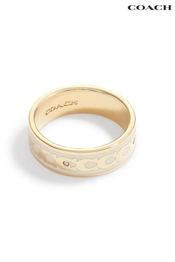 COACH Gold Tone Signature Band Ring (E75839) | £75