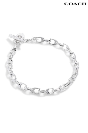 COACH Silver Tone Signature Link Bracelet (E75848) | £95